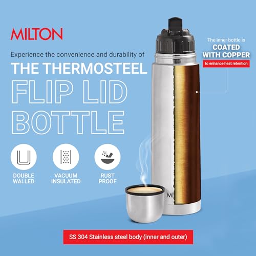 - Milton Vacuum Flask for Hot Drink 1 Litre (34 oz) | Stainless Steel Double Walled Insulated Water Bottle -