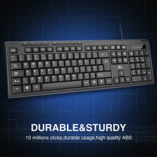 - Rii USB Wired Keyboard | Full Size Office Keyboard Compatible with Mac PC Tablet Windows & Android -