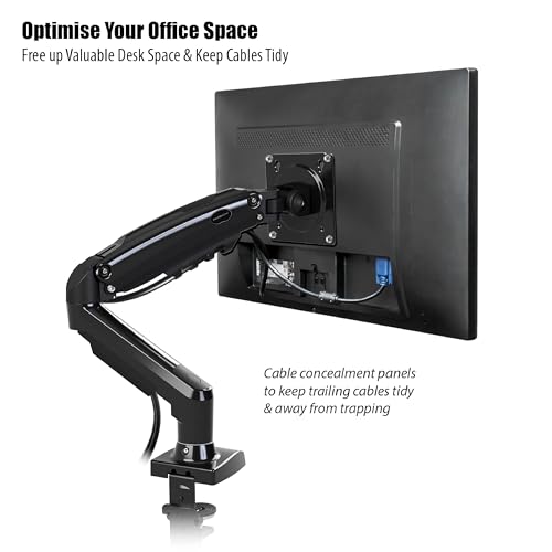- Invision PC Monitor Arm Ergonomic Height Adjustable Gas Assisted Full Motion | Single Arm Desktop Clamp Mount for 17–27” Screens with Tilt Swivel Extend | VESA 75mm/100mm Weight 2kg-6.5kg (MX150) -