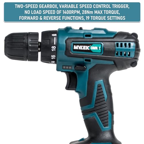 - MYLEK Cordless Drill 18V, 1300 mAh Li-Ion Driver -