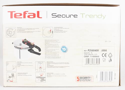 - Tefal | Secure Trendy P2580400 Pressure Cooker | 4 L -