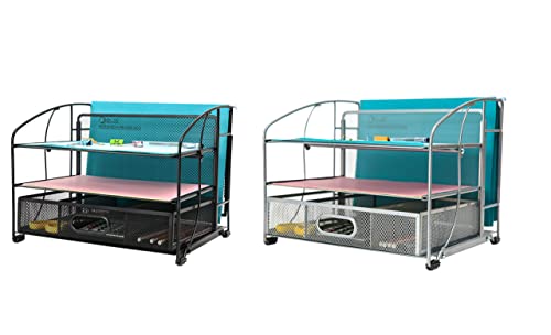 - EXERZ Mesh Desk Organiser Office Supplies | 3 Trays/Desktop File Holder -