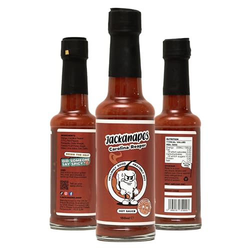 Carolina Reaper Hot Sauce by Jackanapes 150ml - Extremely Hot Vegan Chilli Sauce Made with Carolina Reaper Peppers and Citrus Fruits - Made in the UK