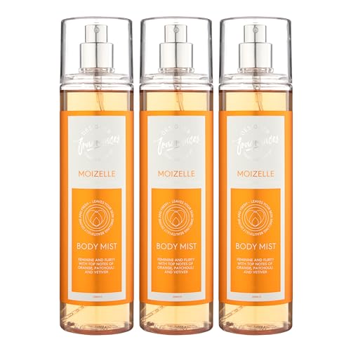 Designer Fragrances 3 Pack Moizelle Bundle - Women's Feminine Body Mist Spray Bottles - For Silky Soft, Beautifully Smelling Divine & Fresh Skin, Revitalizing, Hydrating - Great Gifts - 250ml