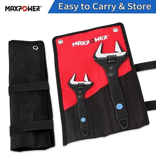- MAXPOWER Adjustable Wrenches Wide Jaw | 2PCs Stubby Adjustable Spanner Set -