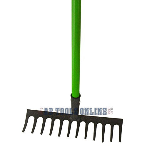 - Garden Rake Soil Leaves Leaf Raker | 12 Teeth Carbon Steel | PVC Grip GAR02 -