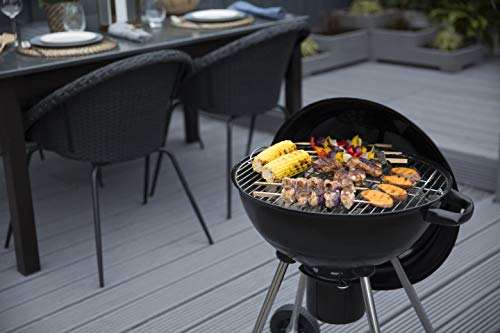 - George Foreman Portable Charcoal BBQ | Round Kettle 47 cm | Adjustable Vent, Integrated Thermometer -