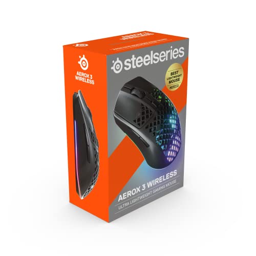 - SteelSeries Aerox 3 Wireless | Holey RGB Gaming Mouse | Ultra-lightweight Water Resistant Design -