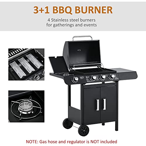 - Outsunny Gas Burner Barbecue | Grill 3+1 Burner -
