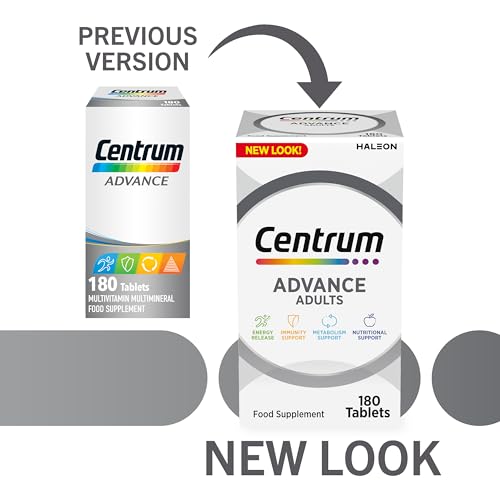 Centrum Advance Multivitamin Tablets for Men and Women, Vitamins with 24 Essential Nutrients, including Vitamin C, D and Zinc, 180 ct (Packaging and Tablet colour may vary slightly)