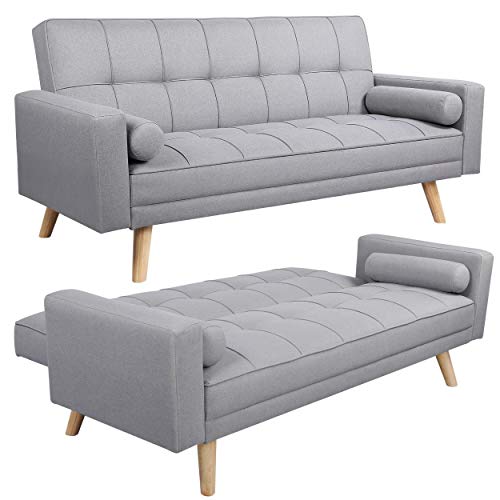 - Yaheetech Modern Fabric Sofa Bed, 3 Seater Click Clack Sofa Settee & Recliner.