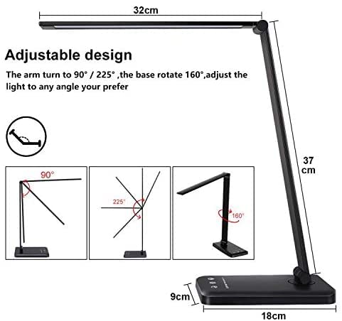 - SLATOR Desk lamp |Eye-caring | Aluminium | Dimmable | Bedside lamp | USB Charging Port -