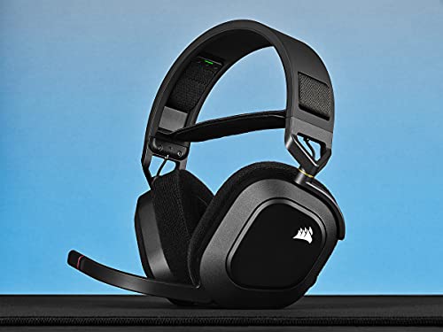 CORSAIR HS80 RGB Over Ear WIRELESS Multiplatform Gaming Headset – Dolby Atmos – Omni-Directional Microphone – iCUE Compatible – PC, Mac, PS5, PS4 – Carbon