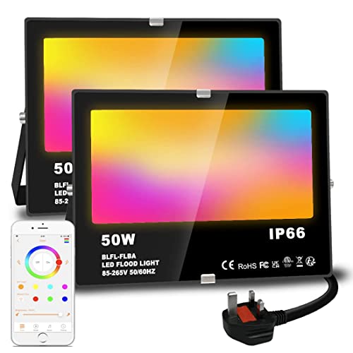 - Lighting master LED Floodlight 500W Equivalent 5000LM | Smart RGB Flood Lights Outdoor with APP Control | Colour Changing -