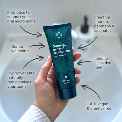 - Gutology Natural Probiotic Toothpaste | 120ml | Fluroide Free Hydroxyapatite Toothpaste -