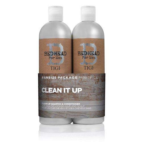 Bed Head for Men by TIGI | Clean Up Shampoo and Conditioner Set | Moisturising And Smoothing Daily Haircare For Healthy Hair and Scalp | Ideal For Normal Hair | 2x750ml