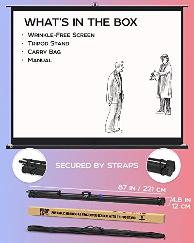 - Projector Screen with Stand 100 inch | Indoor and Outdoor Projection Screen -