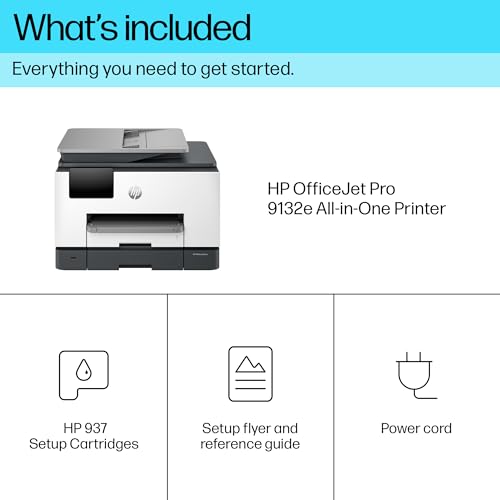 - HP OfficeJet Pro 9132e All-in-One Printer | Colour | Printer for Small Office | Print, Scan, Copy Automatic document feeder| 2 Tray | 3 months Instant Ink with HP | Easy Setup | Up To 3 Years Warranty -