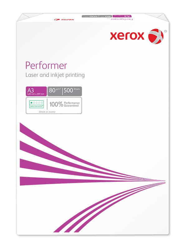 - Xerox Performer Multifunctional Paper 80gsm 500 Sheets per Ream A3 White.