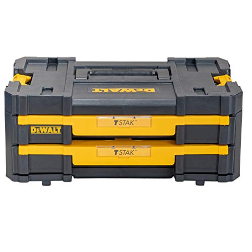= DEWALT DWST1-70706 T-Stak IV Tool Storage Box | 2-Shallow Drawers | Yellow/Black | 7.01 cm*16.77 cm*12.28 cm -