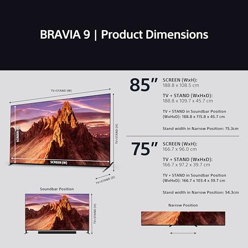 - Sony BRAVIA 9 QLED | K75XR90 | 75 Inch 4K HDR Google Smart TV | Chromecast | AirPlay | 120Hz | 5 Year Warranty -
