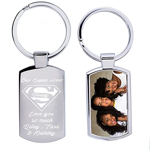 - Eliphs Father's Day Personalized Photo Keyring | Super Man Dad Edition -