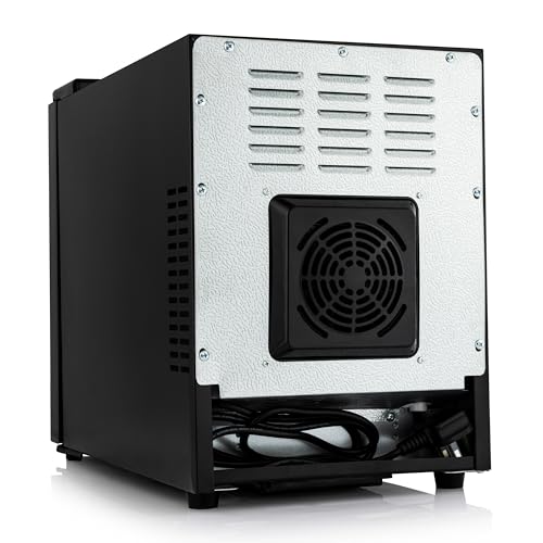 Barcool VINO6 – Table-Top Wine Fridge Black | 5-18°C | Wine Cooler | LED + Digital Display | Glass Door Drinks Cellar | Single-Zone (6 Bottle)