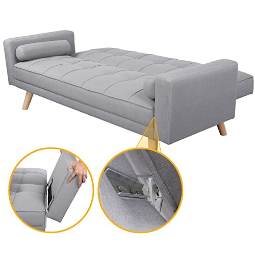 - Yaheetech Modern Fabric Sofa Bed, 3 Seater Click Clack Sofa Settee & Recliner.