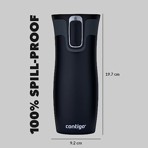Contigo West Loop Autoseal Travel Mug, Stainless Steel Thermal Vacuum Flask, Leakproof Tumbler, Coffee Mug with BPA Free Easy-Clean Lid, 470 ml, Black