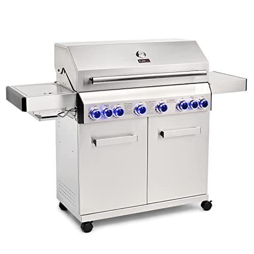 CosmoGrill Outdoor Gas Barbecue 6+2 Platinum Stainless Steel Gas Grill BBQ Garden