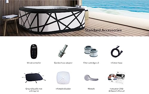 - MSpa Inflatable Hot Tub | Luxury Soho Premium Series | Bubble Portable | 6 Person Square Spa -