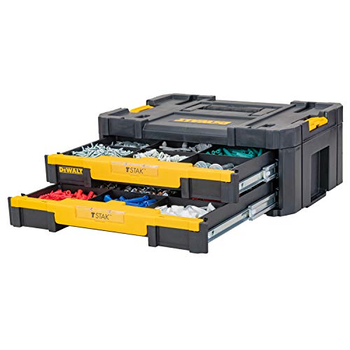 = DEWALT DWST1-70706 T-Stak IV Tool Storage Box | 2-Shallow Drawers | Yellow/Black | 7.01 cm*16.77 cm*12.28 cm -