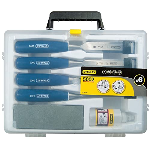 - STANLEY 4 Piece Chisel Set | Includes 6 12 18 25 mm | High Carbon Steel Blade Chisels with Sharpening Stone and Oil -