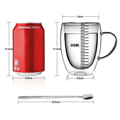 - LIBWYS 6 Pack Double Walled Coffee Cups Glasses Mugs | Cappuccino Latte Tea Cups with Handle -