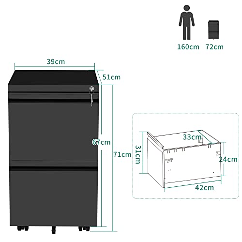 - YITAHOME Mobile Filing Cabinet with 2 Lockable Drawers
