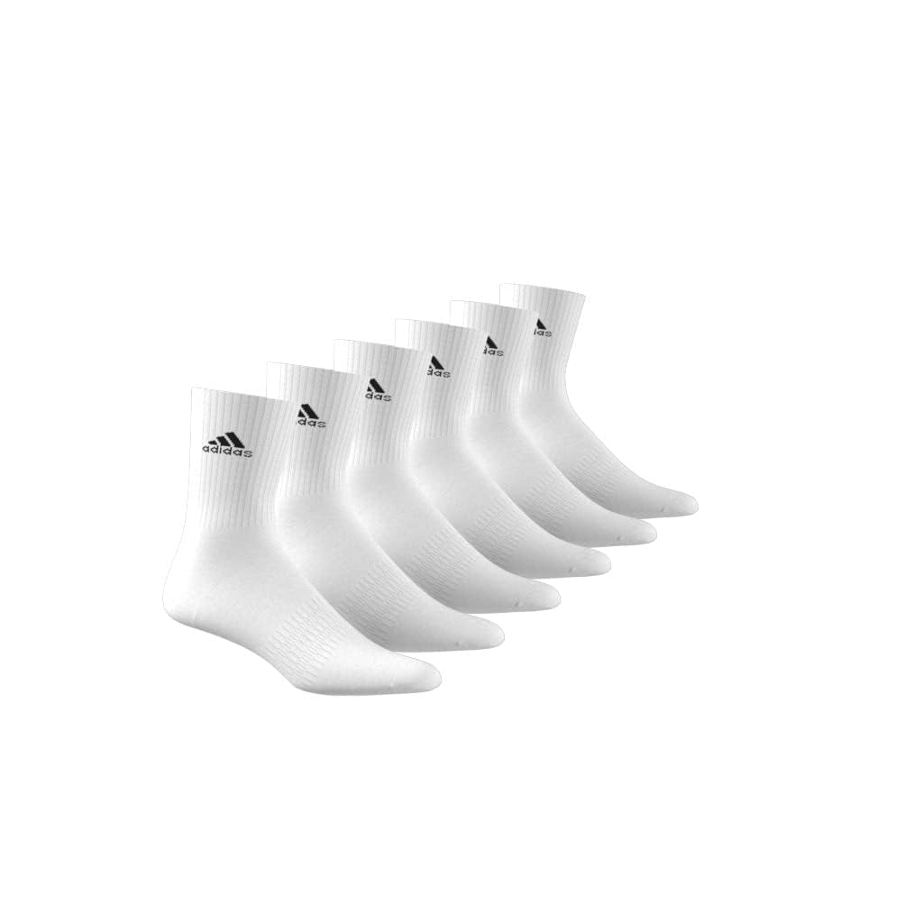 adidas Unisex Cushioned Sportswear Crew Socks 6 Pairs Crew Socks, White / Black, 13-14.5