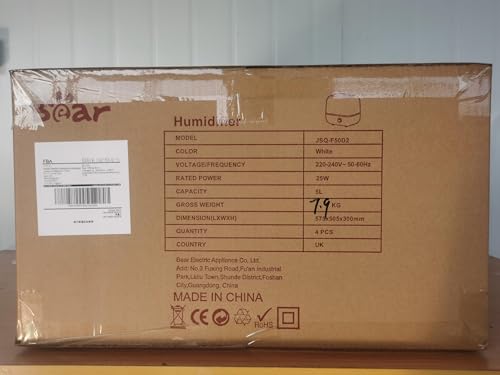 Bear 5L Top Fill Humidifier for Bedroom, 35-Hour Run Time, with Aromatherapy Tray, Ultra Quiet, 360° Expandable Steam Nozzle,Automatic Shut Off, White