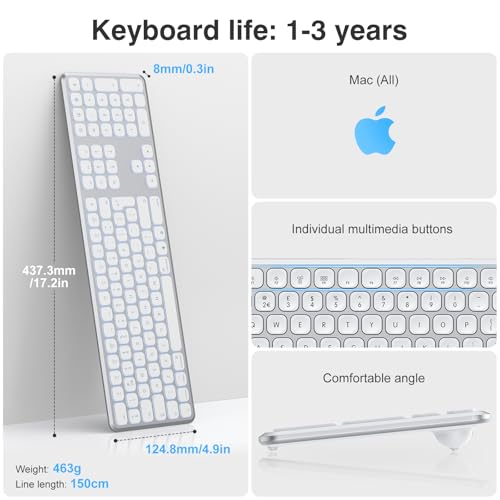 - TECURS Mac Keyboard Backlit |Quiet Slim USB Wired Computer Keyboard -