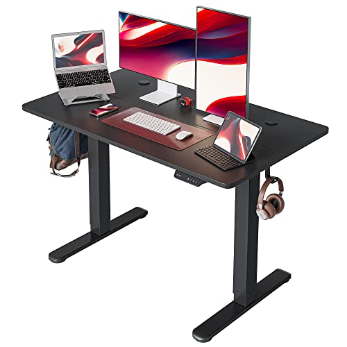 Cubiker Standing Desk Height Adjustable Electric Desk, 100 * 60cm Stand up Table, Sit Stand Home Office Desk with Splice Board, Black Top