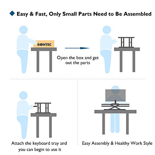 BONTEC Standing 32inch/800mm Desk Converter, Height Adjustable Dual Tiered Computer Workstation, Ergonomic Sit Standing Converter with Platform for PC Computer Screen, Keyboard, Laptop up to 15kg