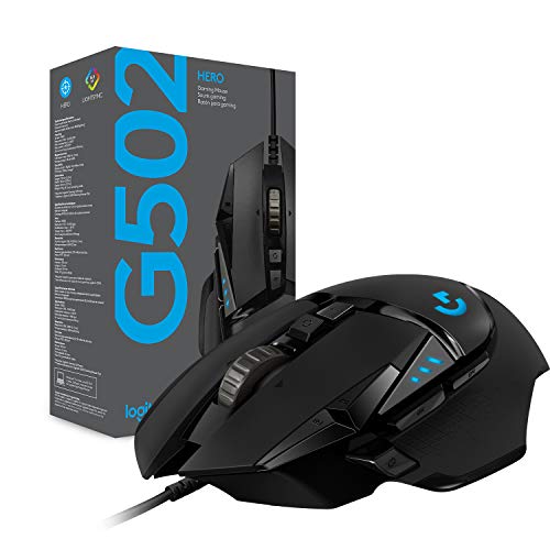- Logitech G G502 HERO High Performance Wired Gaming Mouse | HERO 25K Sensor | 25,600 DPI | RGB | Adjustable Weights | 11 Programmable Buttons -