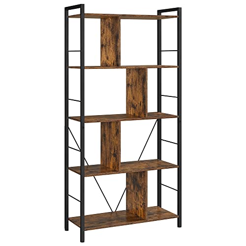 - VASAGLE Storage Unit, Bookcase, 5 Tiers, Open Compartments, Office Living Room -