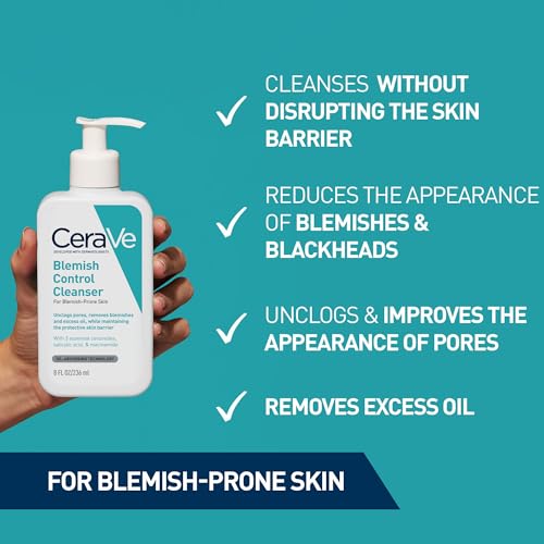CeraVe Blemish Control Face Cleanser with 2% Salicylic Acid & Niacinamide for Blemish-Prone Skin 236ml , Unscented