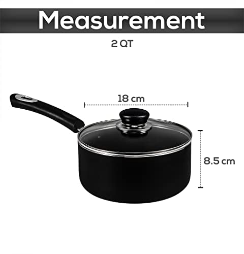 - KICHLY Sauce Pan 18cm | 2L Non Stick Saucepan with Lid | Induction Safe Cooking pots & Pans, Multi Purpose Sauce Pot -