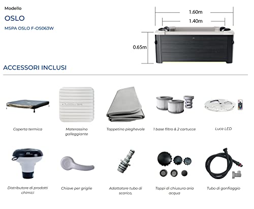 - MSpa Oslo Hot Tub | Wi-Fi Control | LED Lighting | Hydrotherapy Jets | Cover Included -