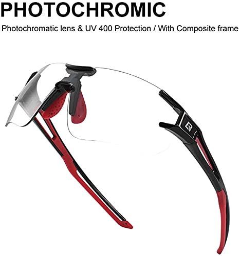 - ROCKBROS Cycling Photochromic Sunglasses | UV400 Protection | Transparent Rimless -