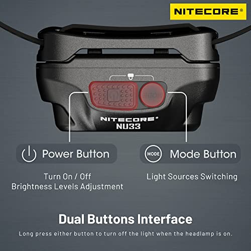- Nitecore NU33 700 Lumen Aluminum Headlamp | Triple Light Sources | USB-C Rechargeable -