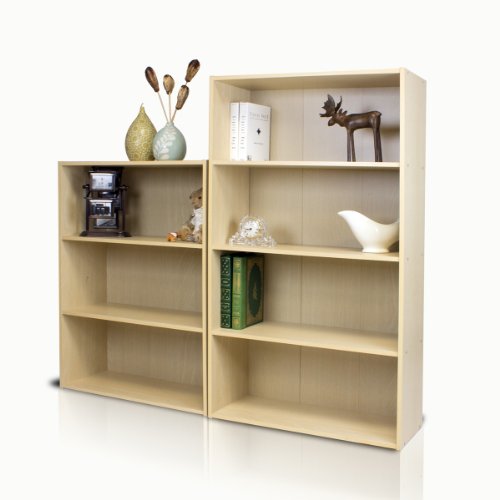 - Furinno 4-Tier Bookcases | Display Shelves | Wood | Steam Beech -