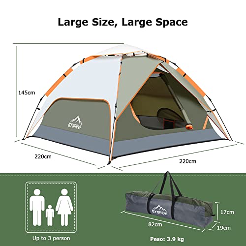 - Gysrevi Camping Tent | 3 Man Instant Pop Up Tent | Waterproof -
