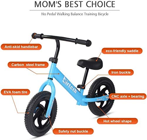 Balance Bike for 2 3 4 Year Old Boy Girl Training Bicycle for Kids and Toddlers 2-4 Years Old Carbon Steel Frame No Pedal Walking Balance Bike Training Bicycle for Boys Girls - Best Cycling Toy Gifts
